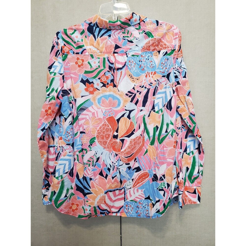 Talbots Cotton Colorful Floral Print Long Sleeve Button-Up Shirt Size Large - Picture 4 of 5